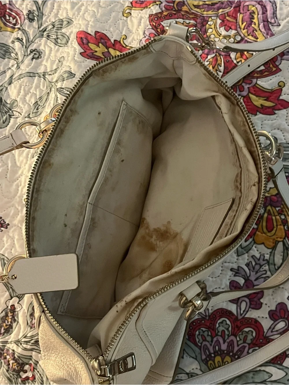 Women’s White Coach Leather Purse Handbag Shoulder Bag 2014-16 Designer